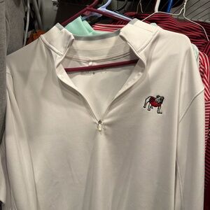 NIKE UGA White Quarter-Zip Pullover with Georgia Bulldog Logo